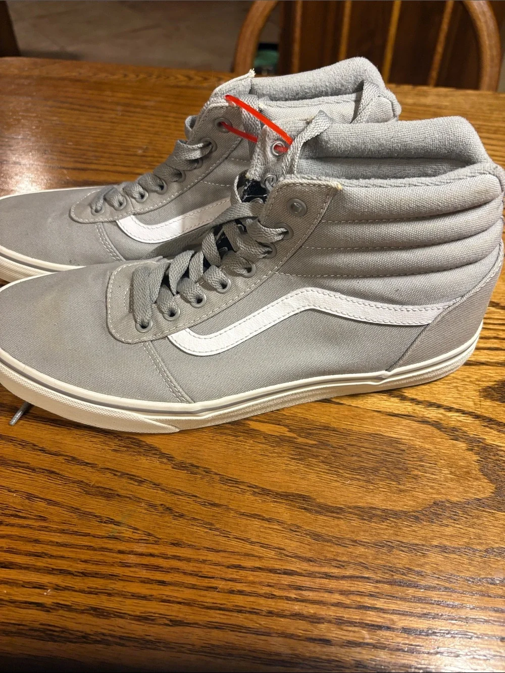 Vans Gray High-Top Canvas Sneakers with White Side Stripe - Picture 2 of 8